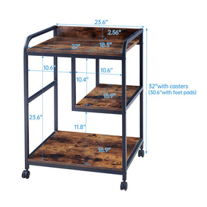 Large Printer Stand with Wheels and Storage Shelf