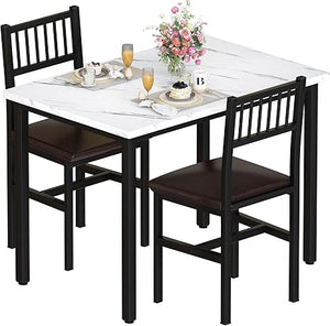 3-Piece Dining Table Set for 2 – Small Kitchen Table with 2 Stools