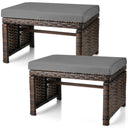 Outdoor Wicker Patio Ottoman Set of 2 with Removable Cushions