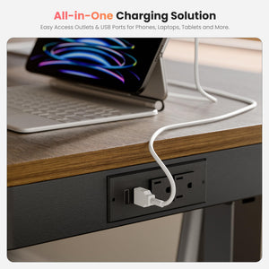 Electric Standing Desk with Drawer & Power Outlet – 55 Inch Adjustable Height