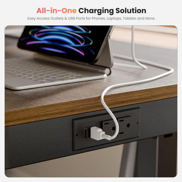 Electric Standing Desk with Drawer & Power Outlet – 55 Inch Adjustable Height