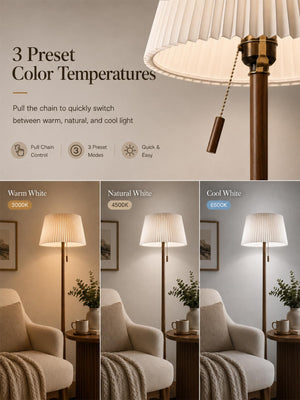 65" Mid Century Real Wood Floor Lamp with Remote