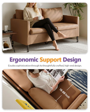 2-Seater Faux Leather Loveseat Sofa