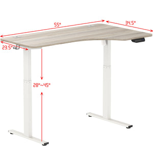 L-Shaped Electric Standing Desk 55 Inch Height Adjustable