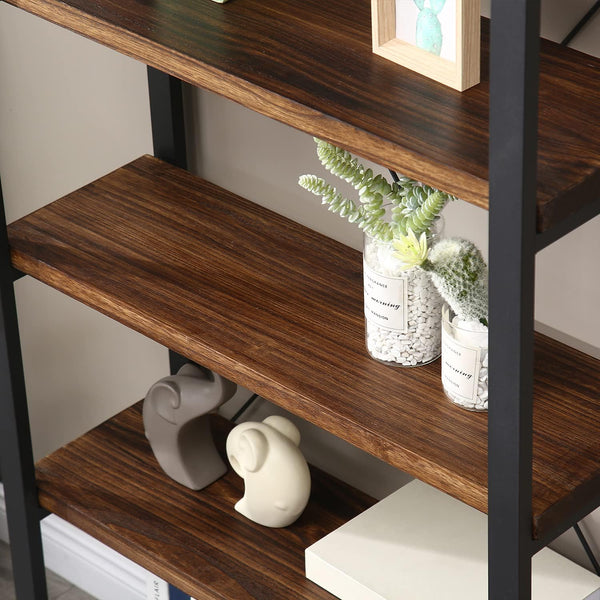 Industrial Wood & Metal Bookshelf – Multi-Tier Etagere Bookcase