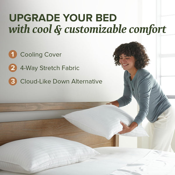 Cooling Down Alternative Pillow – Adjustable Loft, Queen & King