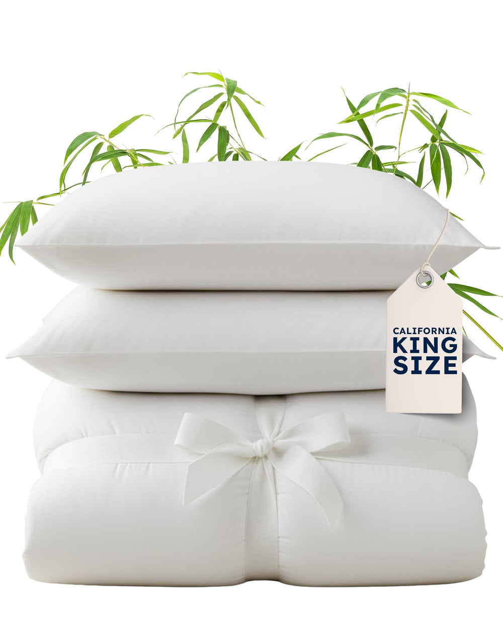 Bamboo Duvet Cover Set – White, Silky Soft, Zipper Closure
