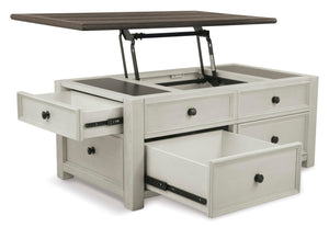 Lift-Top Coffee Table with Storage – Rustic Farmhouse Two-Tone
