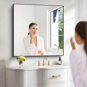 42 Inch Square Wall Mirror with Metal Frame