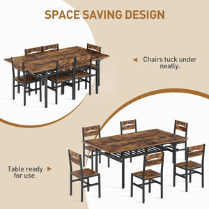 7-Piece Extendable Dining Table Set with 6 Chairs
