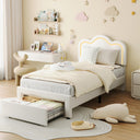 Twin Upholstered LED Bed Frame with Bear Headboard & Storage Drawer
