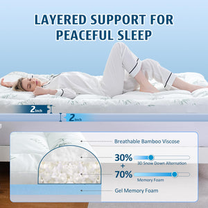 Dual Layer 4 Inch Memory Foam Mattress Topper