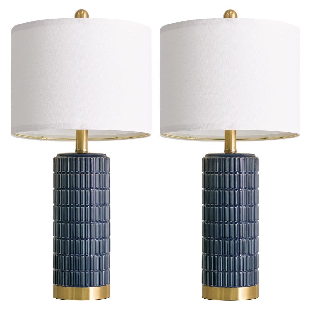 25" Ceramic Table Lamps Set of 2 with Gold Base