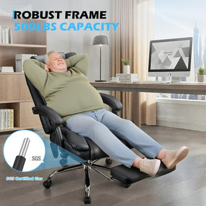 Heated Massage Reclining Office Chair with Footrest