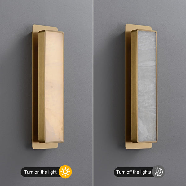 Alabaster Wall Sconce – 19.7" Natural Marble Indoor Wall Light, Gold, 18W LED