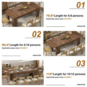 Extendable Dining Table for 6–12 People | Engineered Wood | Walnut & Oak