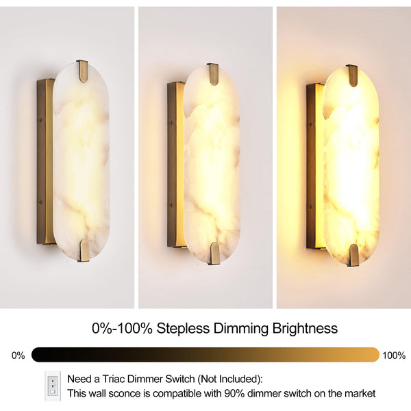 Marble Wall Sconce Dimmable Light Fixture
