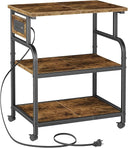 3-Tier Printer Stand with Power Outlet & Rolling Wheels