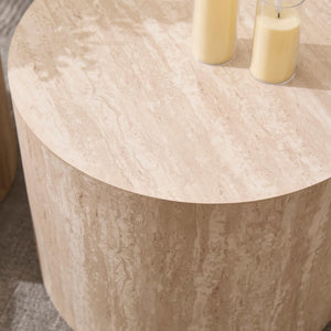 Round Nesting Coffee & Side Table Set of 2, Wood, No Assembly