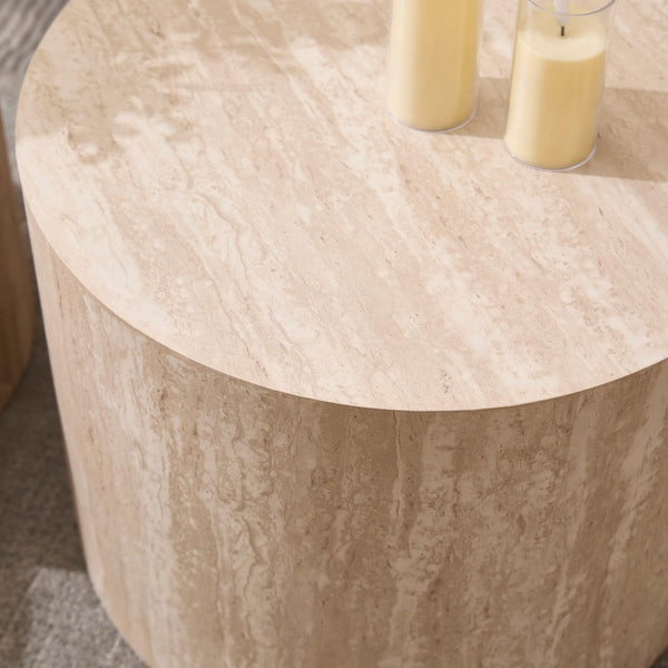 Round Nesting Coffee & Side Table Set of 2, Wood, No Assembly