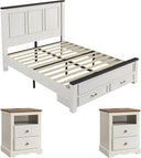 Farmhouse Bedroom Set with Platform Bed & Charging Nightstands