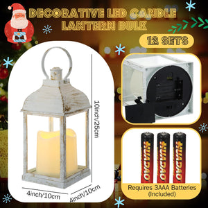 White LED Flameless Candle Lanterns Set of 12 – 10 Inch Battery Operated Indoor Outdoor Hanging Lights