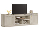 67" Fluted TV Stand with Cabinets & Open Shelves