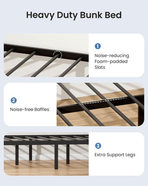 Queen Over Queen Bunk Bed – Heavy Duty Metal Frame