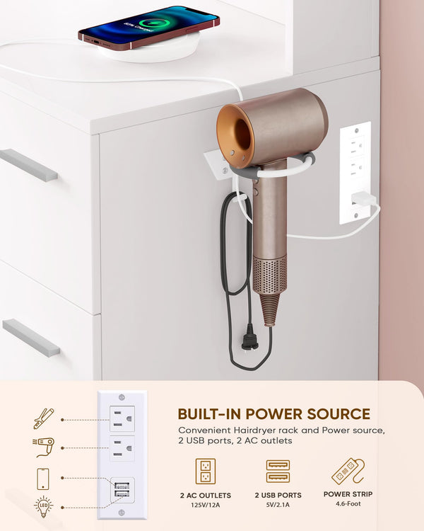 Makeup Vanity Desk with Smart LED Mirror & Charging Station