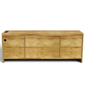 70-Inch Farmhouse TV Stand with Power Outlets & Storage Cabinets