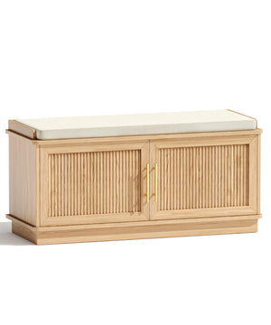 Fluted Shoe Storage Bench with Cushion