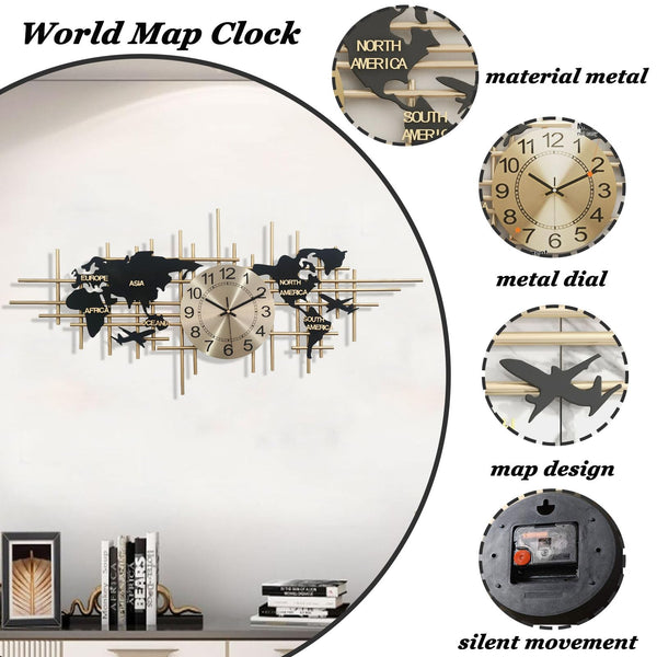 46-Inch Large Metal Wall Clock – Silent, Frameless, Battery Operated