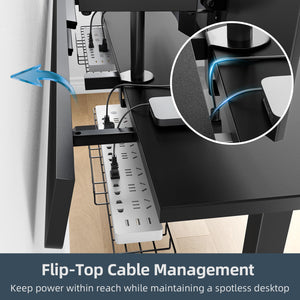 Electric Standing Desk 60x30 with Flip-Top Cable Management & Dual-Beam Frame