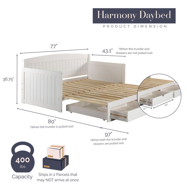 Twin to King Daybed with Trundle & Storage Drawers