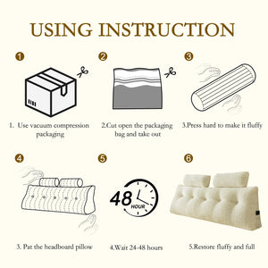Wedge Backrest Pillow with Neck Roll Pillows – King, Full & Twin