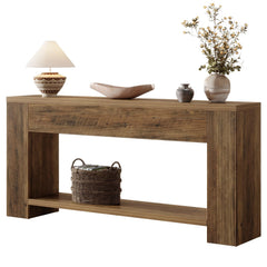 70.9" Farmhouse Fluted Console Table with 2-Tier Storage