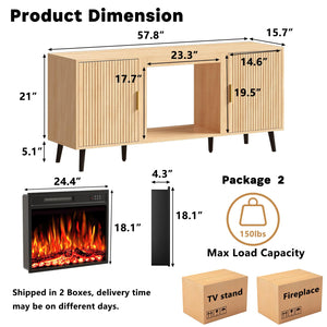 58" Fireplace TV Stand with 23" Electric Fireplace