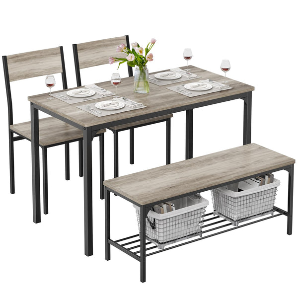 Dining Table Set for 4 with Bench – Kitchen Table & Chairs Set
