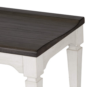 Wood Seat Dining Bench – White with Charcoal Top