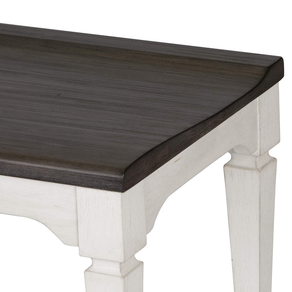 Wood Seat Dining Bench – White with Charcoal Top