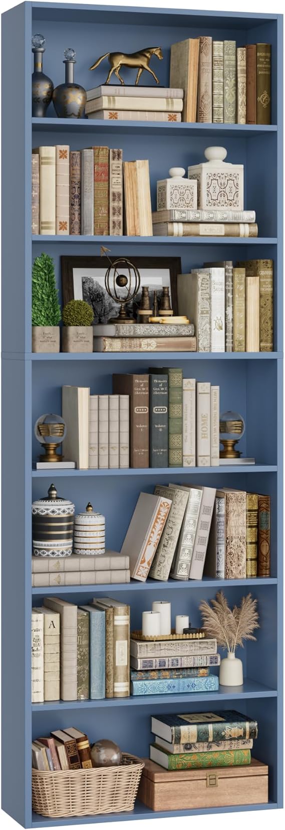 7-Tier Tall Bookshelf – Open Shelves Freestanding Bookcase
