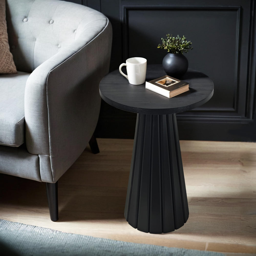 Round Fluted Pedestal Side Table