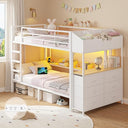 Twin Over Twin Bunk Bed with Storage, LED Lights & Charging Station