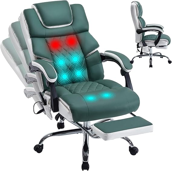 Massage Office Chair 6-Point Vibration with Footrest & Heat