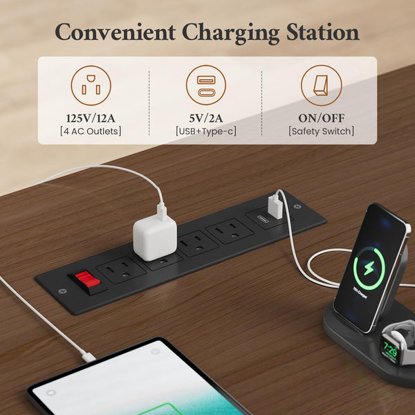 Electric Standing Desk with Dual-Side Storage & Power Outlets