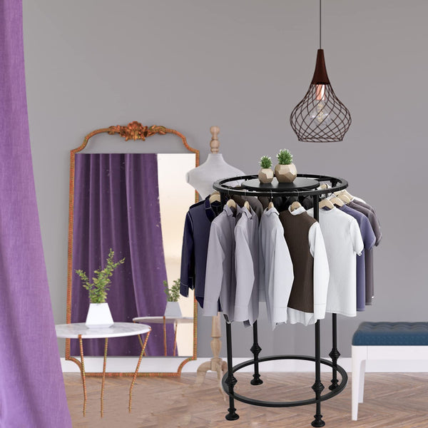 Round Rotating Garment Rack with Topper