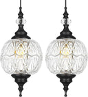 Vintage Glass Pendant Lights Set of 2 – G9 Adjustable Hanging Lights