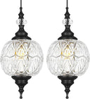 G9 Pendant Light Set of 2 – Glass Shade Adjustable Hanging Light