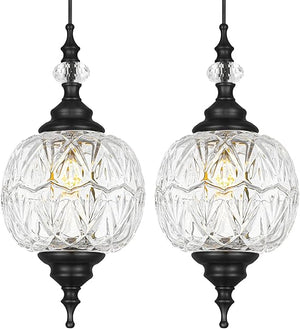 G9 Pendant Light Set of 2 – Glass Shade Adjustable Hanging Light