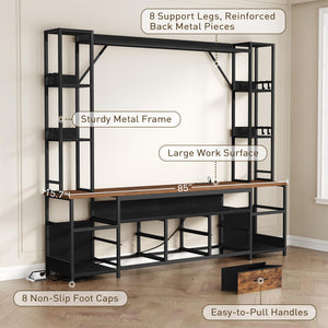 Large Entertainment Center with LED Lighting & Power Outlets